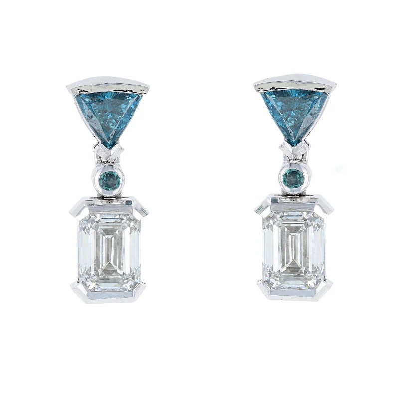 Blue Diamond & Alexandrite Drop Earrings