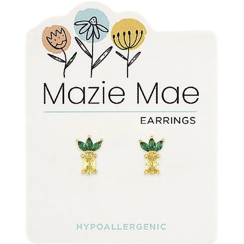 Center Court : Gold CZ Pineapple Stud Mazie Mae Earrings